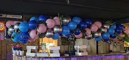 Blauw, Roze, Zilver Tropisch Slingers Large Ballondecoratie per meter