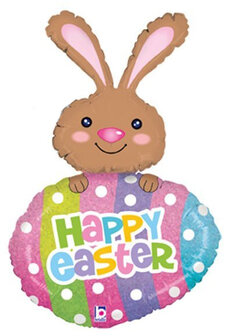 Grabo Paashaas met Ei &#039;Happy Easter&#039;  Folie Ballon 107cm