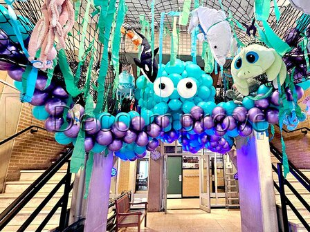 Caribbisch Blauw Chroom Paars Octopus Ballondecoratie