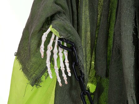 Skelet met Groene Cape Animatron Bewegend Figuur