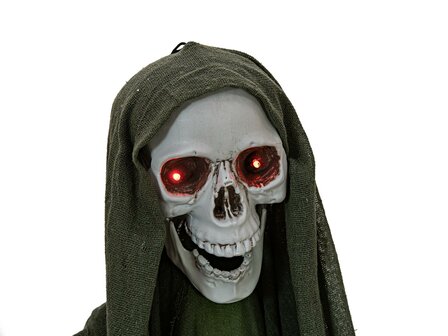 Skelet met Groene Cape Animatron Bewegend Figuur