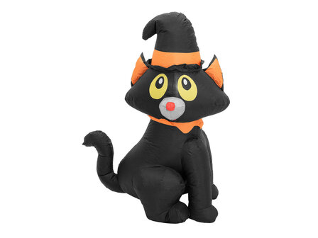 Zwarte Kat met Heksenhoed Opblaasbaar