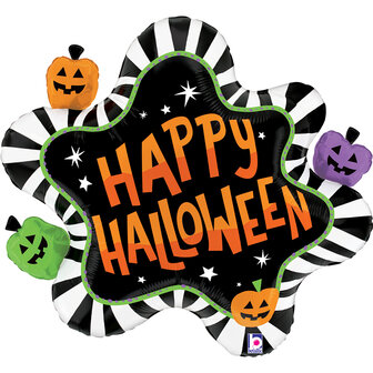 Gestreepte Vlek &#039;Happy Halloween&#039; Folie Ballon 79cm