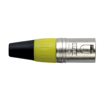 N-CON XLR Plug 3P Nickel Male met Gele Endcap