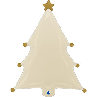 Grabo Cr&eacute;me Kerstboom met Gouden Ballen Folie Ballon 69cm