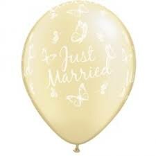 Ivoor 'Just Married' Vlinders Latex Ballonnen 30cm 25st