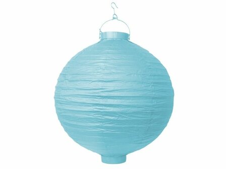 Hemels Blauw Papieren Lampion met LEDverlichting 30cm Sky Blue