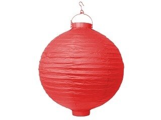 Rood Papieren Lampion met LEDverlichting 30cm Red