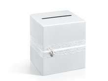 Vintage Wit met kanten Rand en Witte Rozen Vierkant Enveloppen Kist Karton