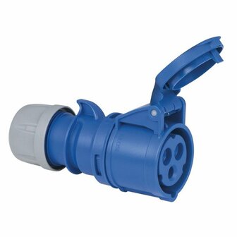 CEE 16A 240V 3p Plug Female Blue, IP44