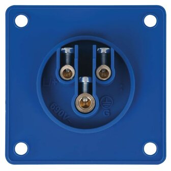 CEE 16A 240V 3p Socket Male Blue, IP44