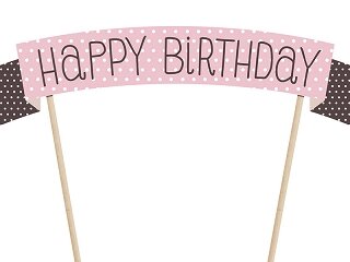Roze Polkadot &#039;Happy Birthday&#039; Taartprikker