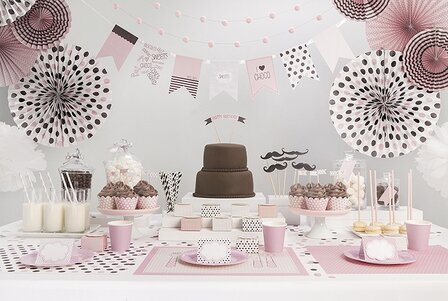 Roze Polkadot &#039;Happy Birthday&#039; Taartprikker