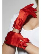 Rood Satijnen Handschoenen met Strik Kort - One Size