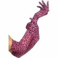 Roze Luipaardprint Handschoenen Lang 52cm - One Size