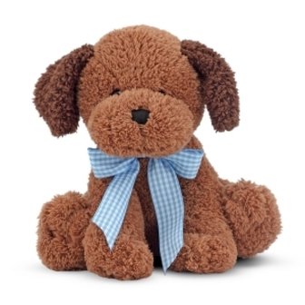 Bruin Hondje met Blauwe Strik Knuffel