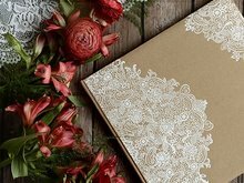 Bruin met Witte Decoratie Gastenboek