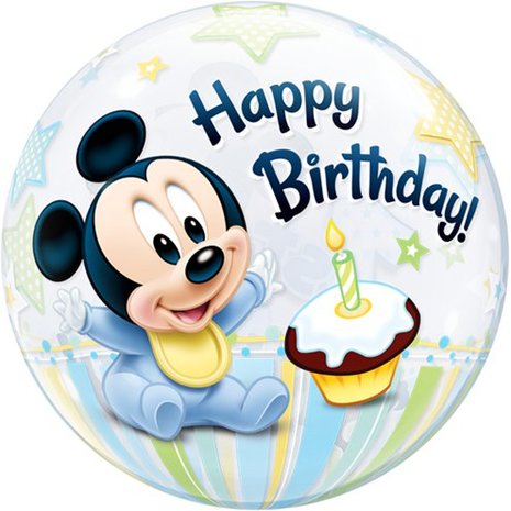 Baby Mickey '1st Birthday' Bubbles Ballon 56cm