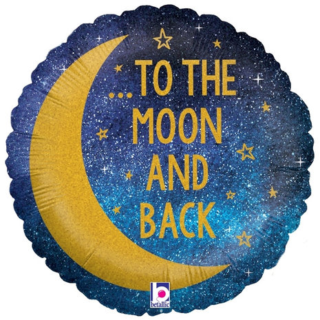 Blauw met Glitter 'Love you to the Moon and Back' Folie Ballon 45cm