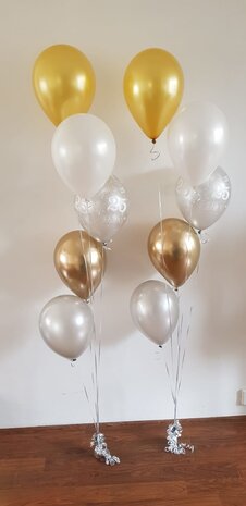 Parelmoer helium ballonnentros met 5 ballonnen