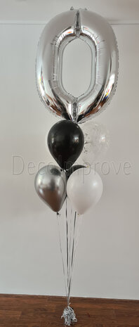 Helium tros met 5 ballonnen en een foliecijfer