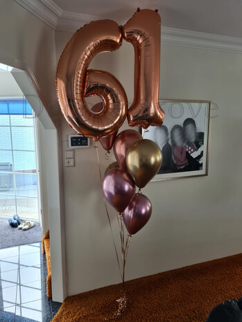 Helium ballonnentros chroom met 7 ballonnen