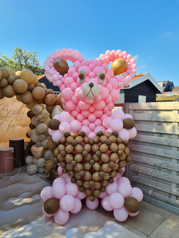 Teddybeer Roze met Hart Ballondecoratie