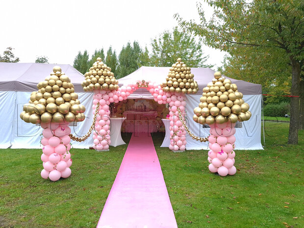 Kasteeltorens Roze Goud met Poort en Slotgrachtkettingen Ballondecoratie inclusief Klimop en Vlinders Set 