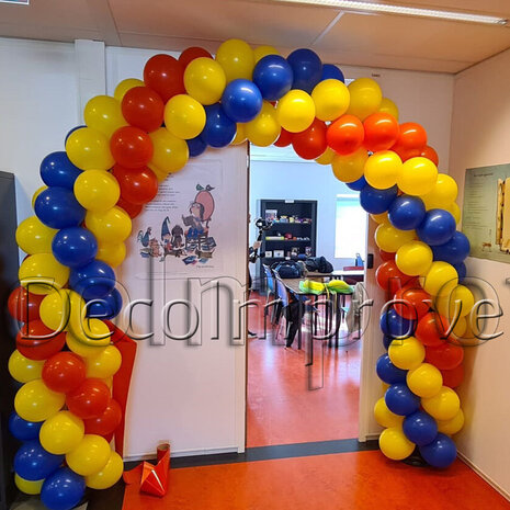 Ballonnenboog Rood, Geel, Blauw Standaard Enkeldeurs Clusters van 4