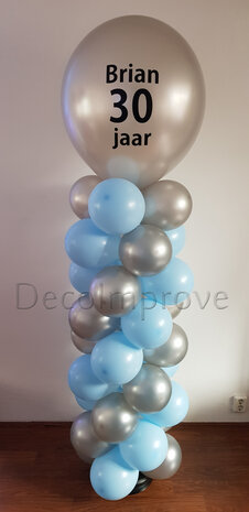 Ballonnenpilaar Standaard met Gepersonaliseerde Tekst op Topballon