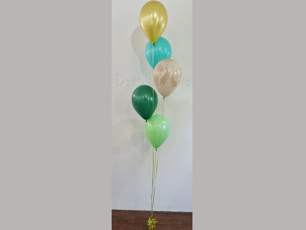 Tropical whit helium ballonnentros met 5 ballonnen