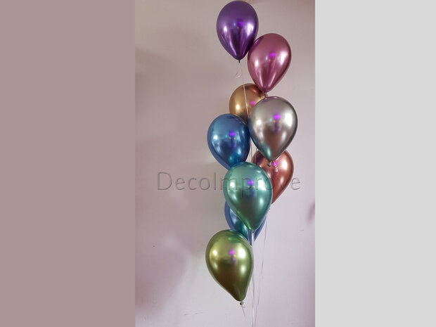 Tros met 9 chroomballonnen