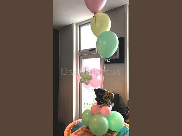 Woezel en Pip helium Ballonnentros met 3 ballonnen