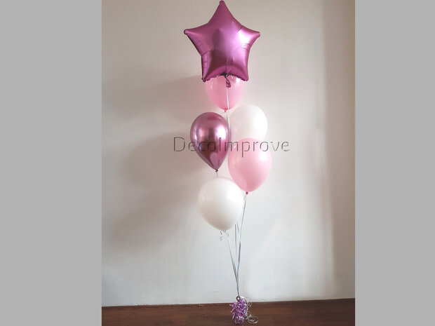 Flamingo Roze helium ballonnentros met 6 ballonnen