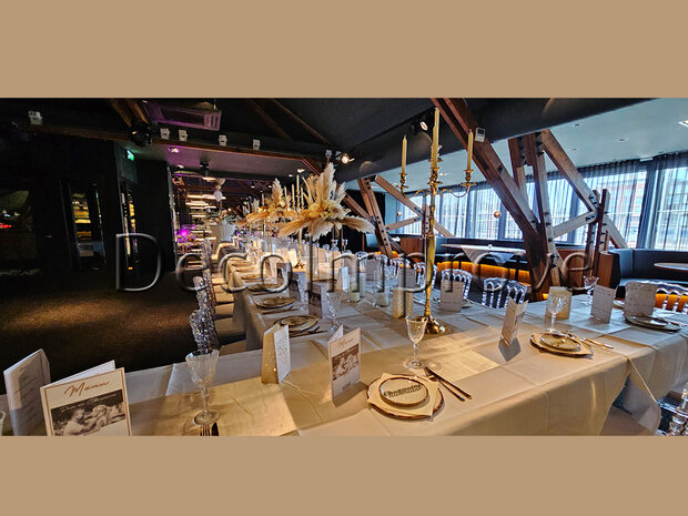 Tafelsetting Medium Nude &ndash; Stijlvolle Gedekte Tafels met Droogbloemen