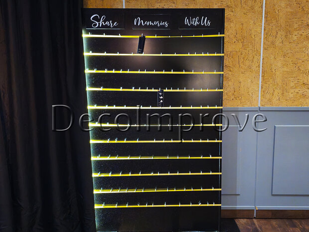 Zwart 'Share Memories With Us' Fotowand voor Photobooth Strips