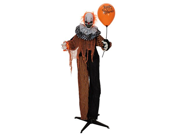 Oranje Clown met Ballon Animatron Bewegend Figuur