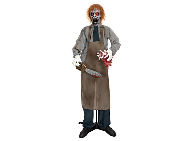 Zombie met Kettingzaag Animatron Bewegend Figuur