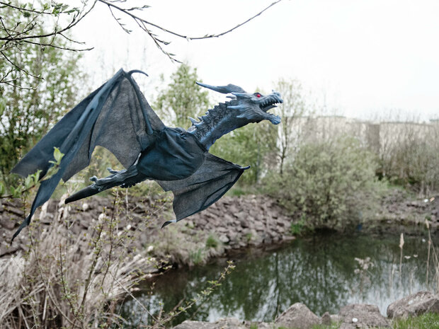 Blauwe Draak Animatron Bewegend Figuur