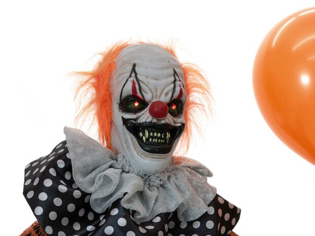 Oranje Clown met Ballon Animatron Bewegend Figuur