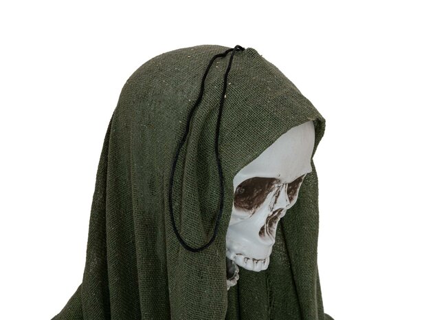 Skelet met Groene Cape Animatron Bewegend Figuur