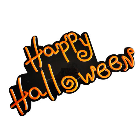 Oranje 'Happy Halloween' Neon Bord