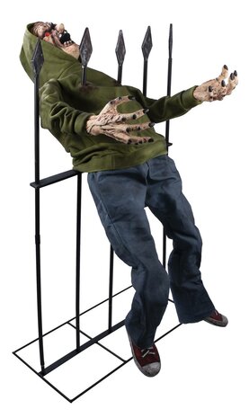 Zombie aan Hek Gespiest Animatronic Bewegend Figuur