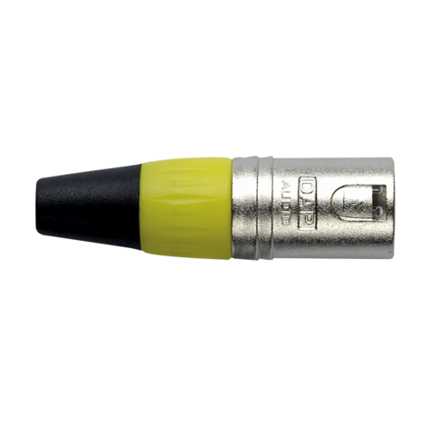 N-CON XLR Plug 3P Nickel Male met Gele Endcap