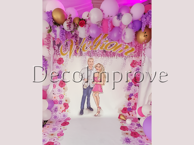 DecoImprove | Fuchsia en Lila Florale Entree Decor Luxe Setting