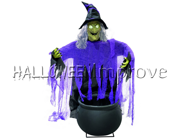 Heks met Ketel Animatron Bewegend Figuur