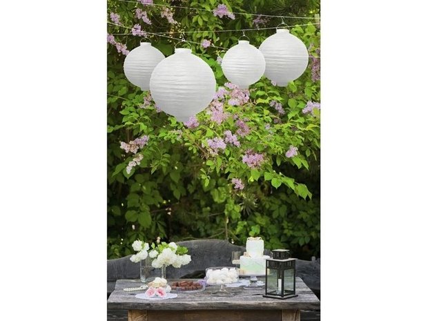 Wit Papieren Lampion met LEDverlichting 20cm White