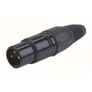 Connector XLR Plug 3P Zwart Male met Zwarte Eindkap