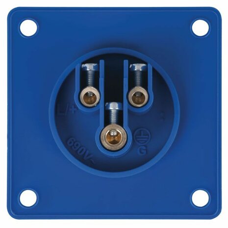 CEE 16A 240V 3p Socket Male Blue, IP44