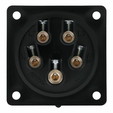 CEE 16A 400V 5p Socket Male Black, IP44